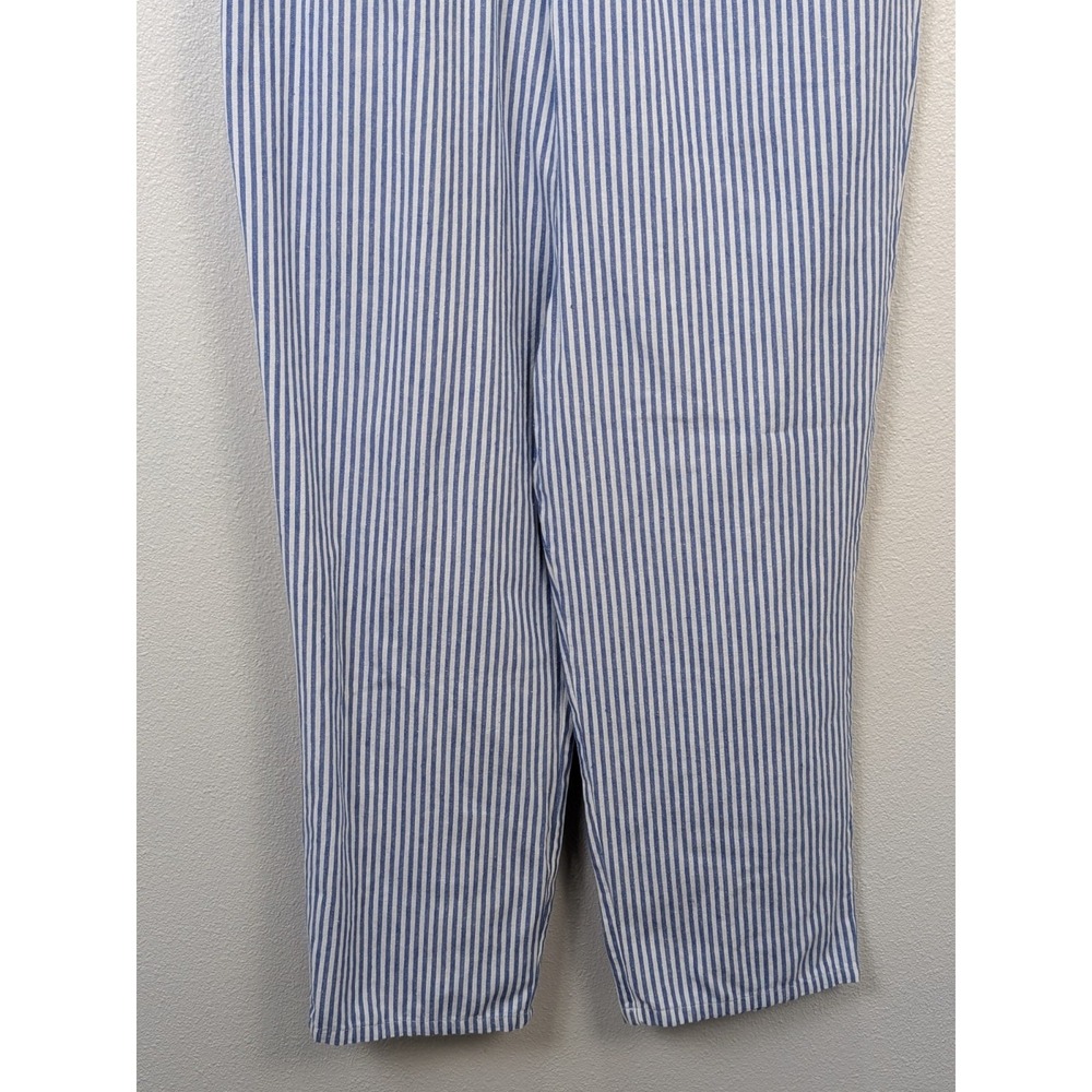 Utcoco Linen Overalls Womens Medium Blue Striped Casual Boho - Picture 6 of 8